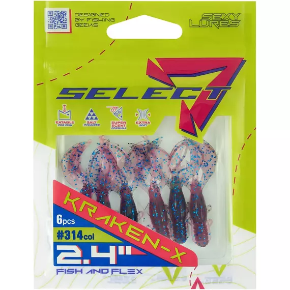 Силікон Select Kraken-X SE 2.4" #314 (6шт/уп), Довжина силікону: 2.4" (6.1 см), Колір силікону: 314, фото , изображение 2